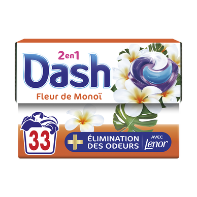 Capsules de lavage DASH 2en1 pods fleur de monoï x33