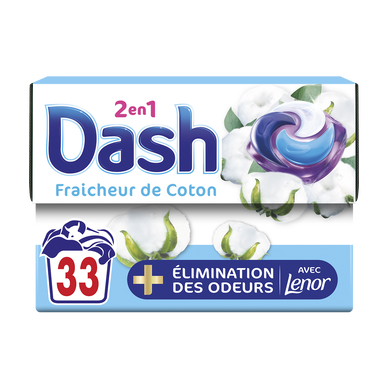 Capsules de lavage DASH 2en1 pods fraîcheur coton x33