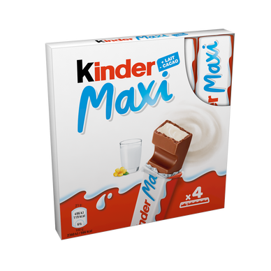 Barre chocolat KINDER maxi pack x 4 barres 84g