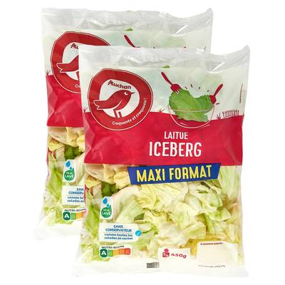 Auchan Laitue Iceberg, Lot de 2x450g