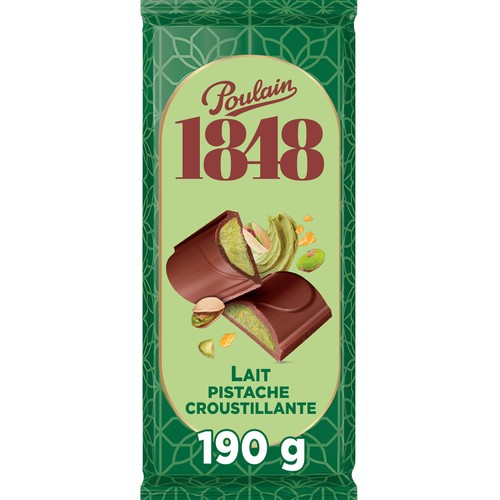 Poulain 1848 Tablette chocolat lait & pistache croustillante 190g