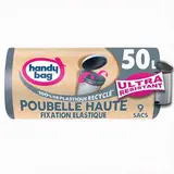 Handy Bag Sac Poubelle Haute Ultra Résistant Fixation Elastique 50L, 9 sacs poubelles