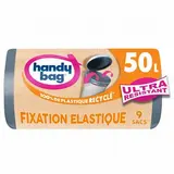 Handy Bag Sacs Poubelle Ultra Résistant Fixation Elastique 50L, 9 sacs poubelles