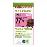 Ethiquable - Commerce Equitable Chocolat noir Cacao 77% du Kerala Bio, 100g