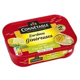 Connetable Sardines Généreuses marinade citron basilic sans Huile en conserve, 140g