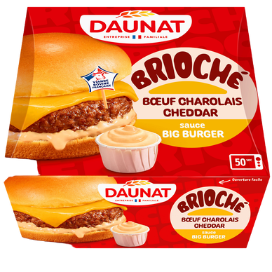 Brioché boeuf charolais cheddar sauce big burger DAUNAT 155g