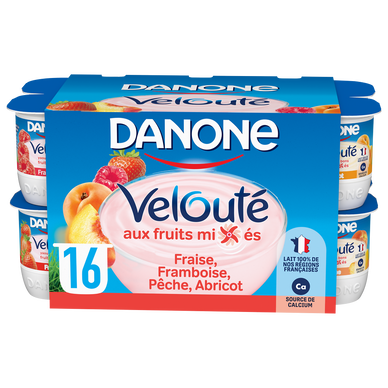 Yaourt brassé aux fruits mixés VELOUTE DANONE - 16x125g