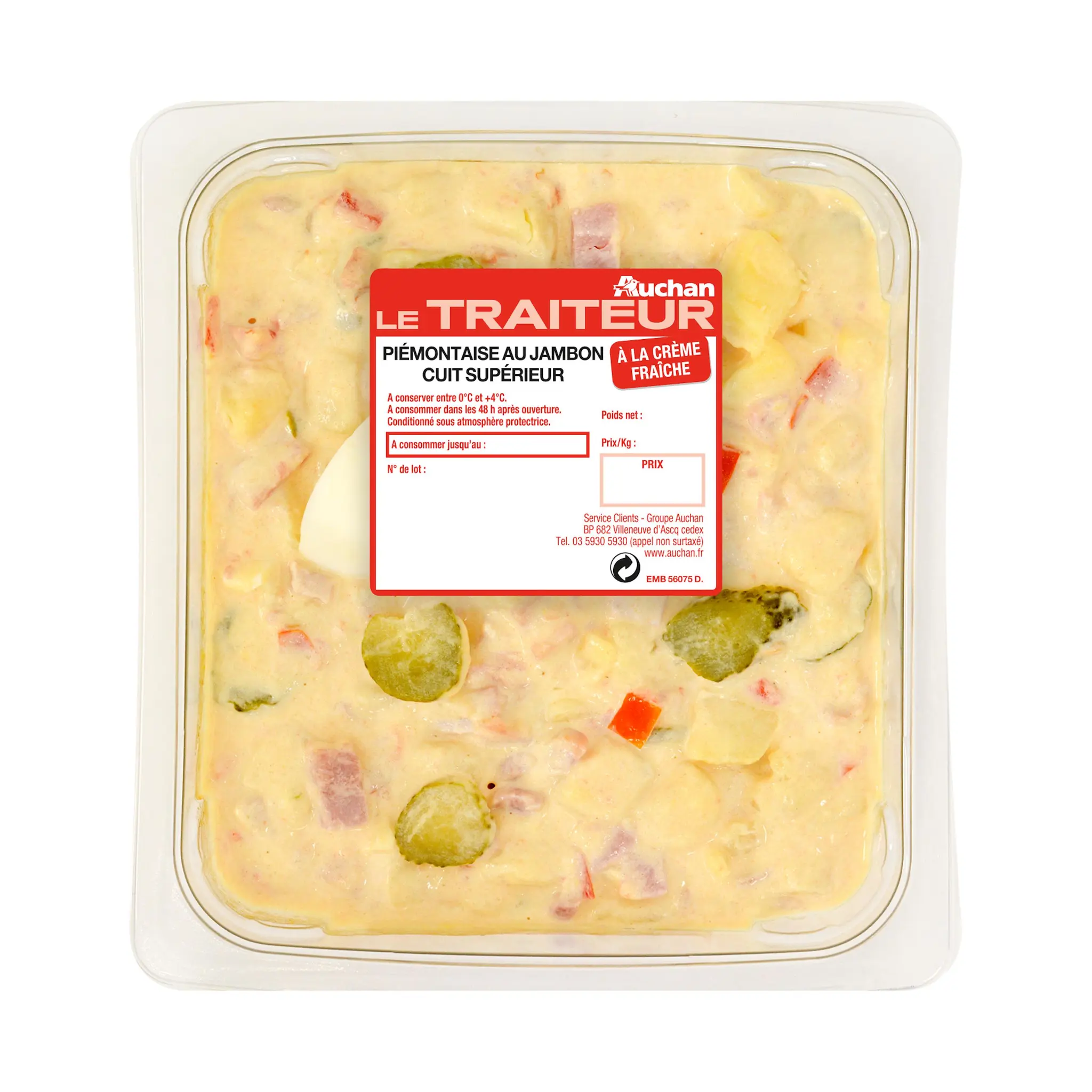 AUCHAN LE TRAITEUR Piémontaise au jambon cuit supérieur à la crème fraîche
