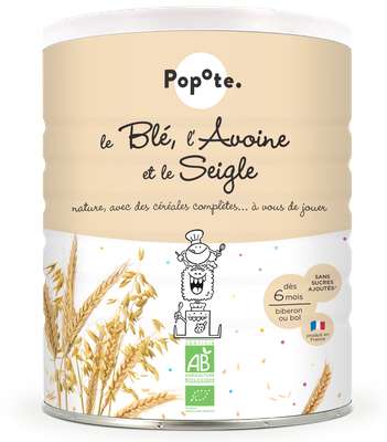 Les Céréales blé, avoine et seigle - dès 6 mois BIO, Popote (220 g)