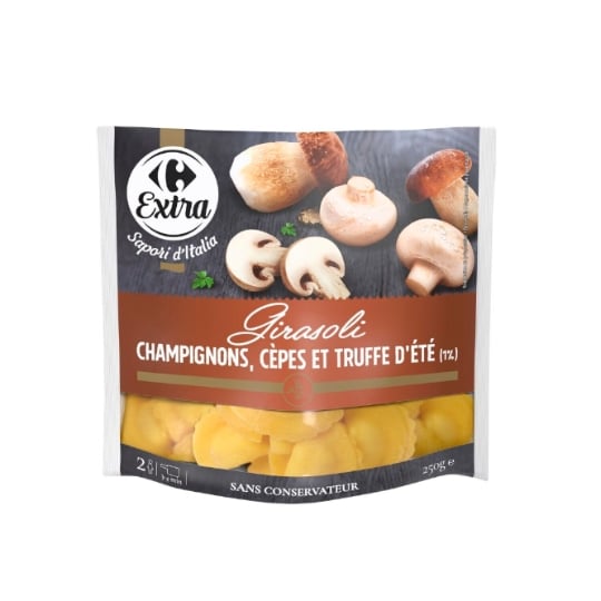 Pâtes fraîches Girasoli Champignons Cèpes et Truffe d'Eté CARREFOUR EXTRA