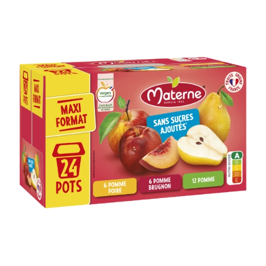 Compote Pomme,Pomme Poire, Pomme Brugnon MATERNE