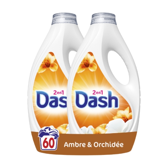 Lessive Liquide Ambre & Orchidée 60 Lavages DASH 2 IN 1
