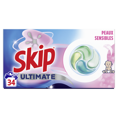 Lessive Capsules Peaux sensibles Ultimate SKIP - 34 capsules