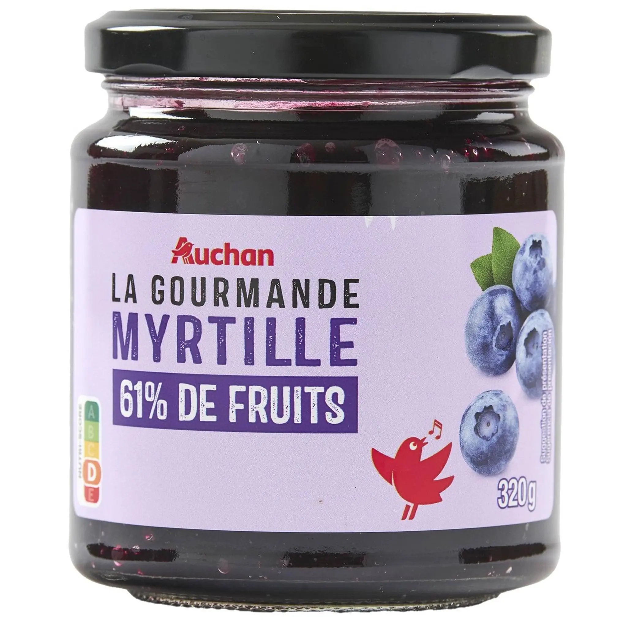 AUCHAN La Gourmande Confiture myrtille 61% de fruits