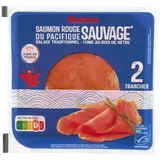 Auchan Saumon Sauvage Rouge du Pacifique Fumé au Bois de Hêtre, 2 tranches - 60g