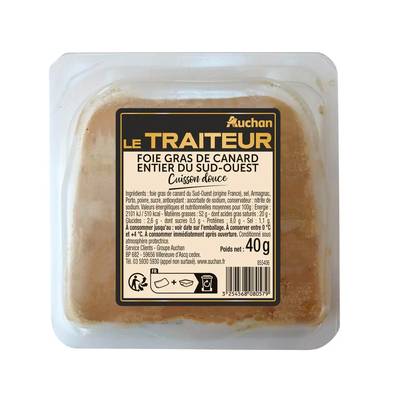 Auchan Le Traiteur Foie Gras de Canard Entier Sud-Ouest, 1 Part - 40g