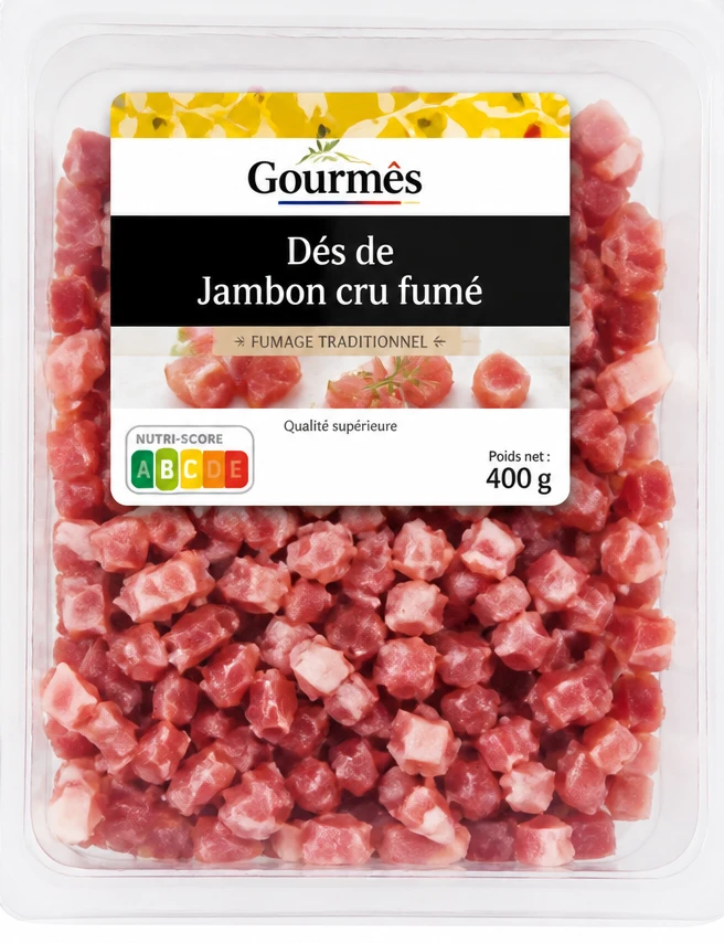 Dés de jambon cru fumé