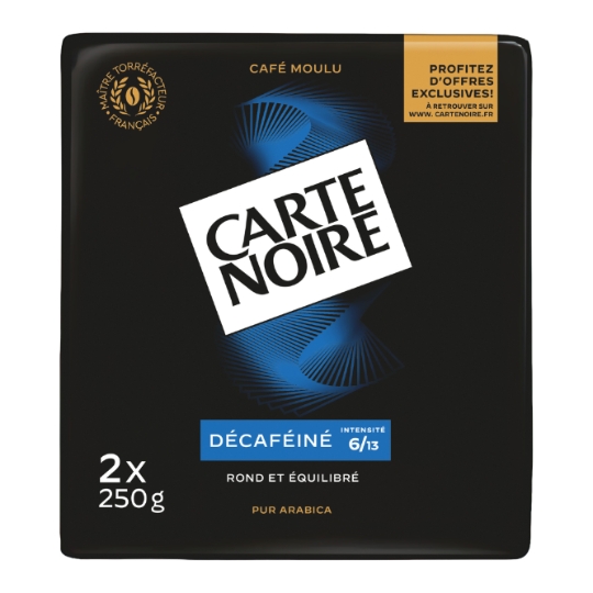 Café Moulu Décaféiné 100% Arabica Intensité 7 CARTE NOIRE