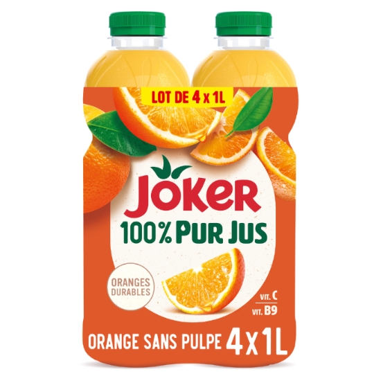 Jus d'Orange Sans Pulpe Engagé et Sans Sucres Ajoutés JOKER