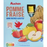 AUCHAN Gourdes pomme fraise sans sucres ajoutés