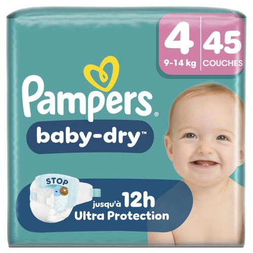Pampers Baby-Dry Taille 4 - 9kg-14kg - x45 Couches