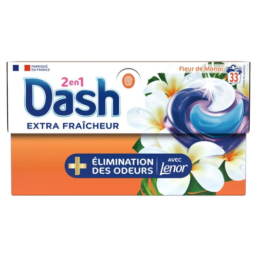 Dash Lessive capsules 2 en 1 Fleur de monoï x33