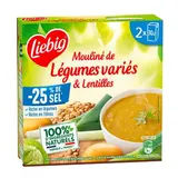 Liebig Soupe Mouliné de Légumes Variés et Lentilles - Soupe liquide en brique individuelle, 2x30cl