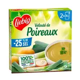Liebig Soupe Velouté de Poireaux et Epinards Taux de sel réduit -25 de sel en moins- Soupe liquide en brique individuelle, 2x30cl