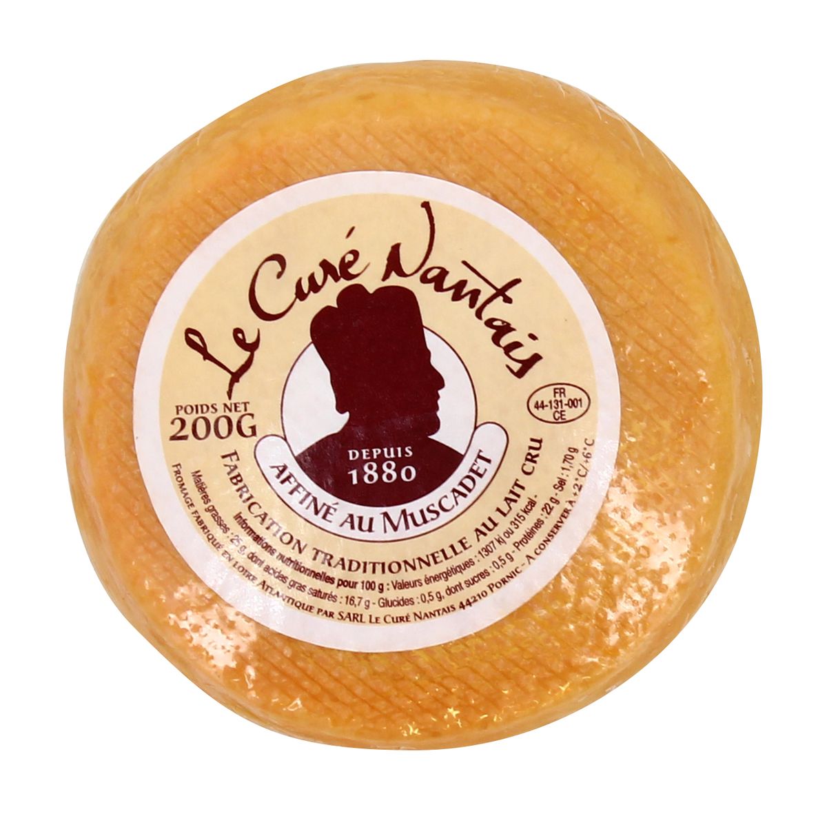 Les Petites Laiteries Curé Nantais Affiné au Muscadet - Lait de vache cru, 200g