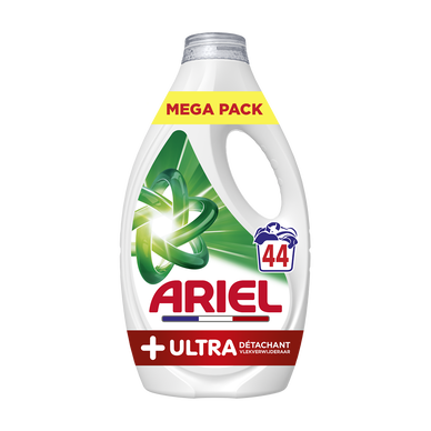 Lessive liquide ARIEL + Ultra détachant 44 lavages 1,98L