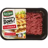 Préparation à base de viande haché bovine, Ultra Savoureux, 15% Matières Grasses, SOCOPA, France, barquette de 650g