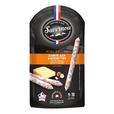 Auvernou Mini Bâtonnets de Saucisson Comté & Noisettes, 100g
