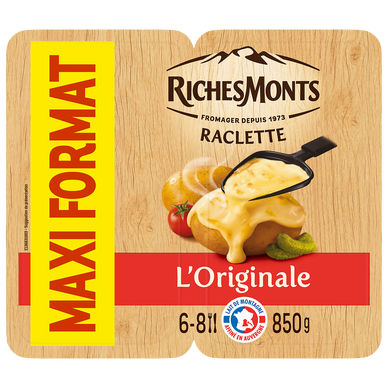 Fromage à raclette nature format familial RICHESMONTS - 32 tranches 850g