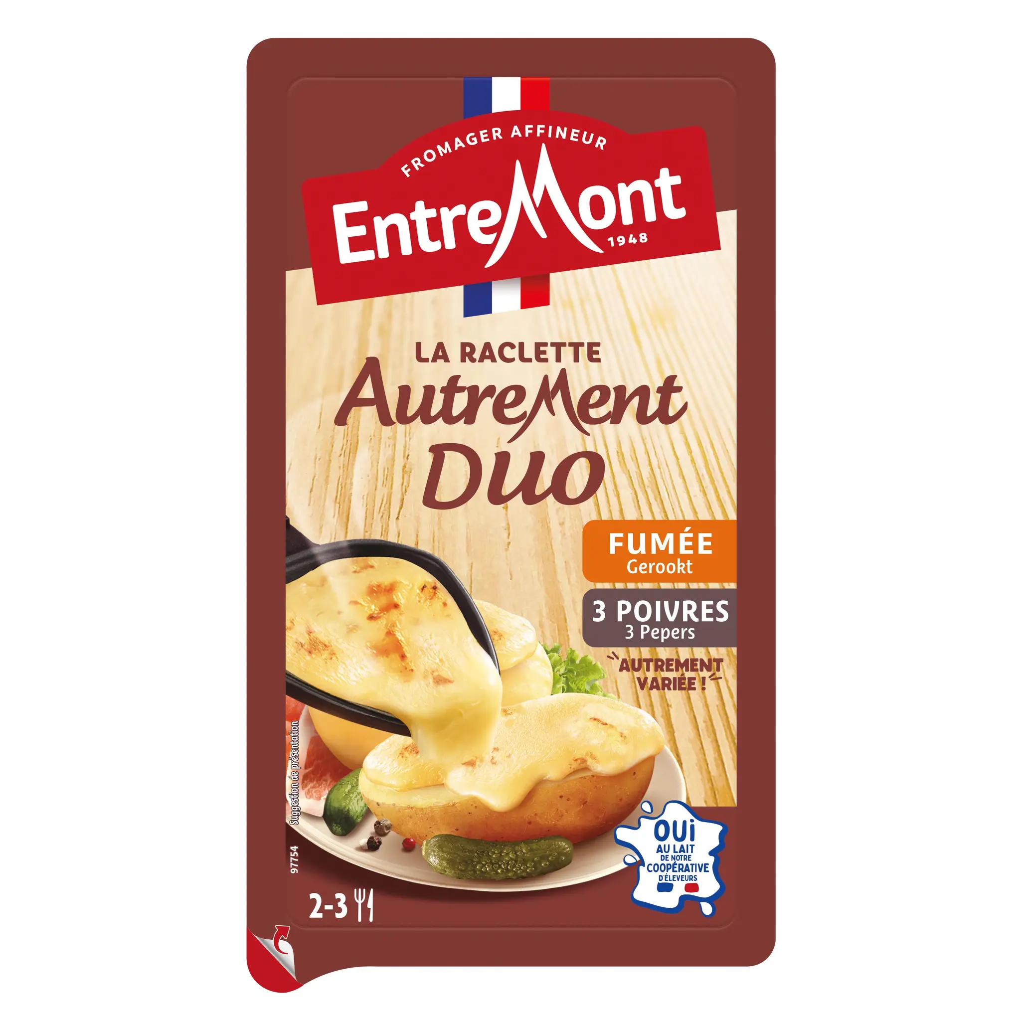 ENTREMONT Fromage à raclette fumée 3 poivres