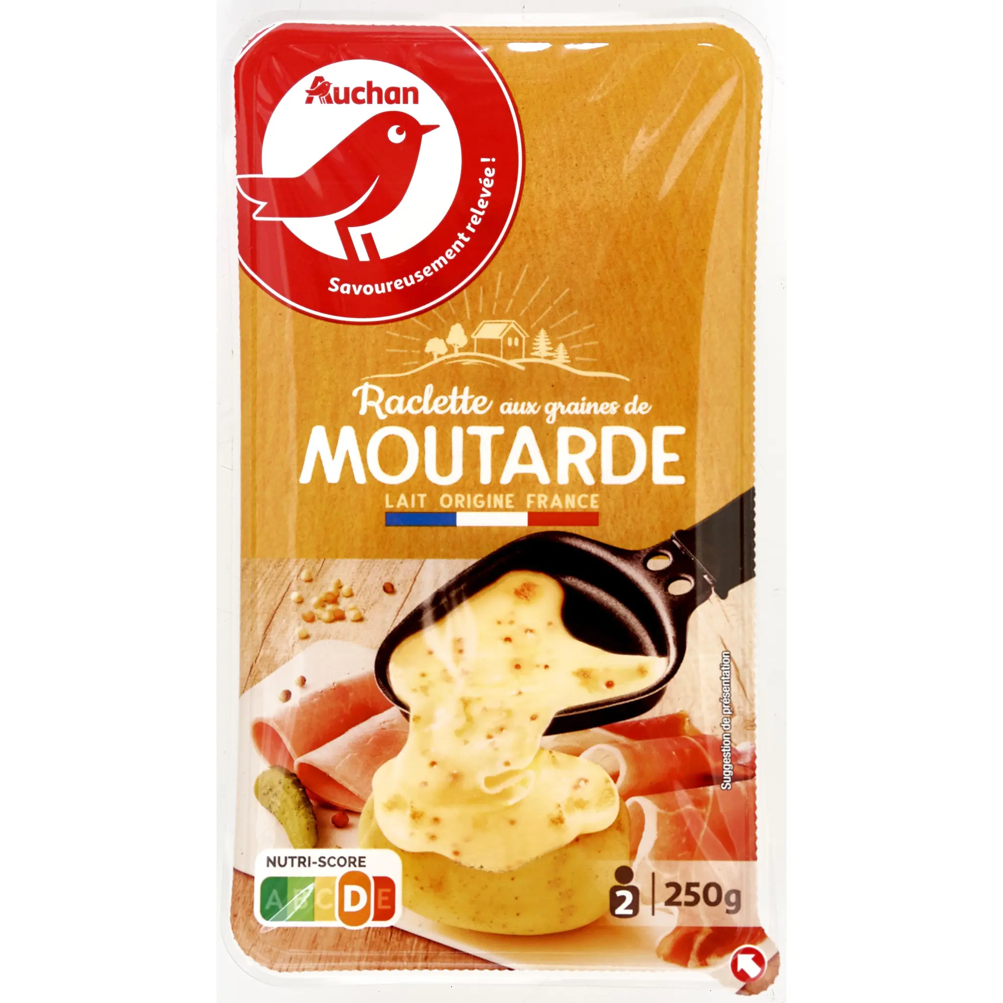 AUCHAN Fromage à raclette aux graines de moutarde