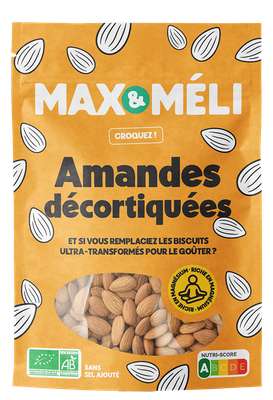Amandes décortiquées sans sel ajouté BIO, Max & Méli (1 Kg), Espagne