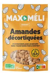 Amandes décortiquées sans sel ajouté BIO, Max & Méli (1 Kg), Espagne