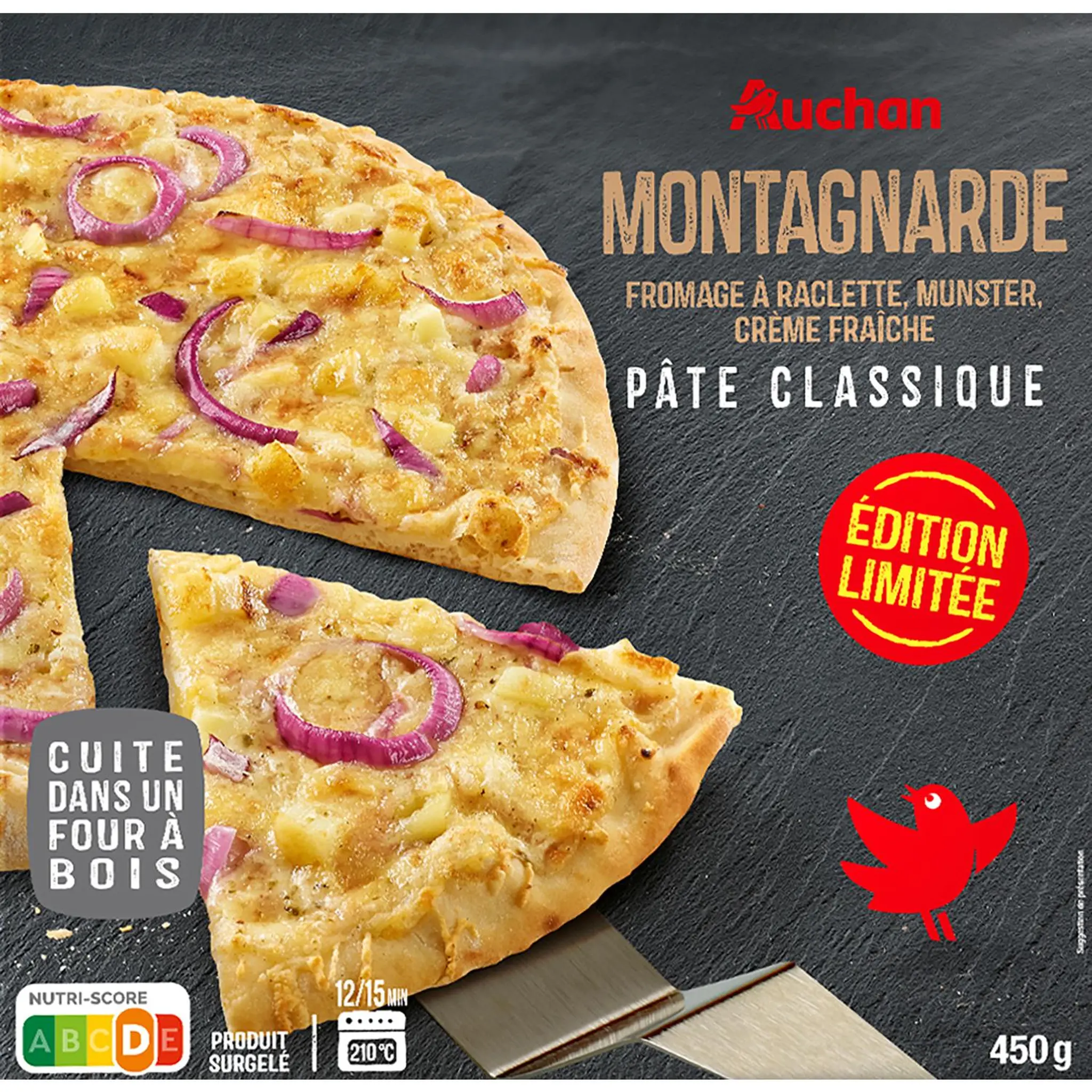 AUCHAN Pizza montagnarde cuite dans un four à bois