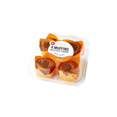 Muffin coeur caramel, 4 pièces 360g