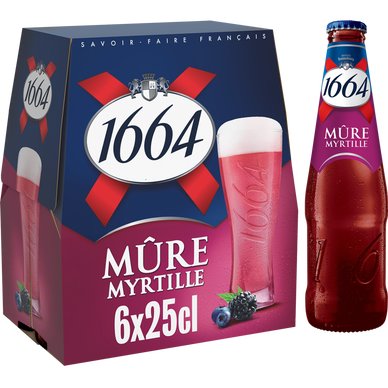 Bière aromatisée Mûre myrtille 1664, 4,5° - Bouteilles 6x25cl