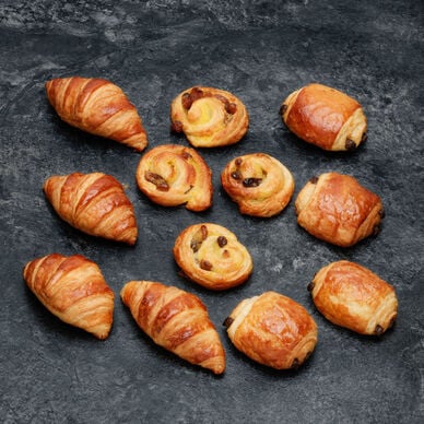 Assortiment mini viennoiseries,  12 + 3 offerts, 350g
