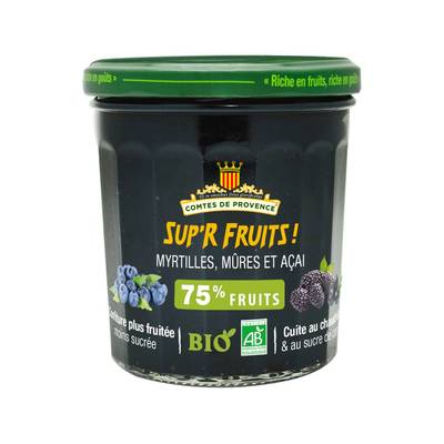 Comtes de Provence Confiture myrtilles mûres et açai - Superfruits Bio, 350g