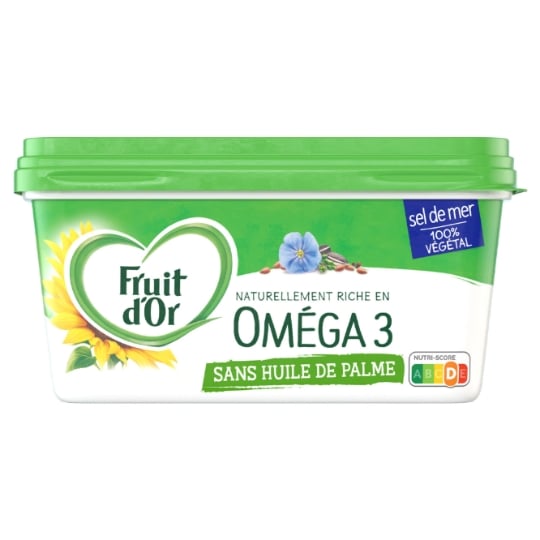 Margarine Sel de Mer Sans Huile de Pale 100% Végétal Oméga 3 FRUIT D'OR