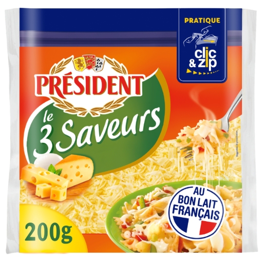 Fromage Le Râpé 3 Saveurs (Tomme De Caractère, Emmental, Mozzarella) PRESIDENT