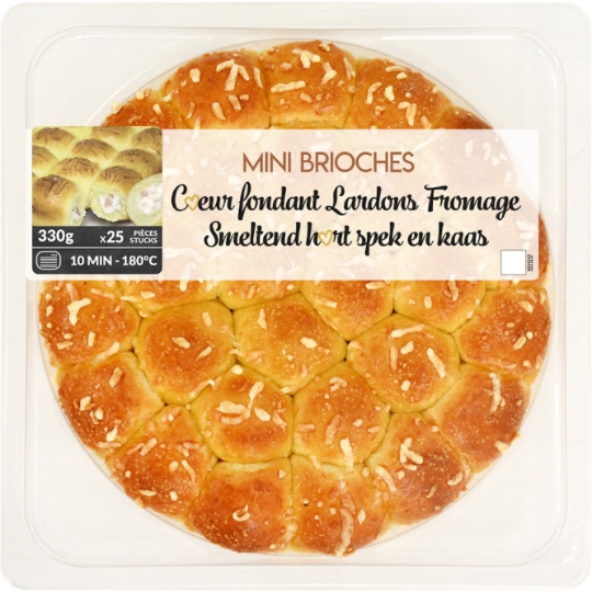 Mini Brioches Coeur Fondant aux Lardons et au Fromage MIX BUFFET