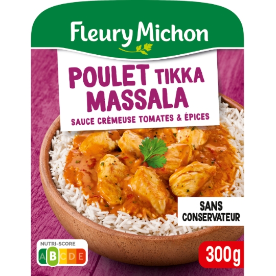 Plat Cuisiné Poulet Tikka Massala, Riz Blanc FLEURY MICHON