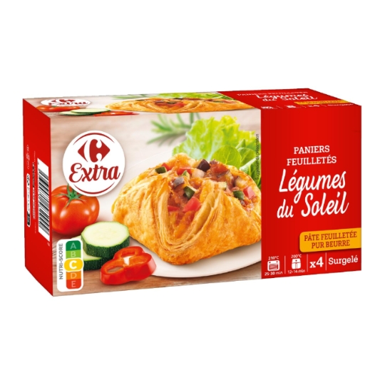 Paniers feuilletés légumes du soleil, pur beurre et surgelée CARREFOUR