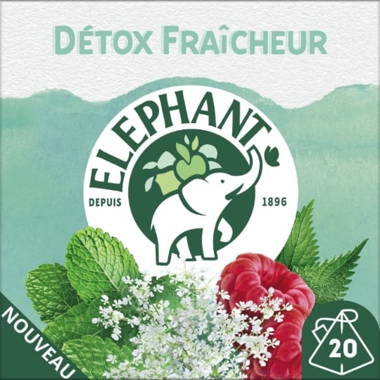 Infusion Reine des Prés Menthe Poivrée Framboise Feuille d'Ortie Détox Fraîcheur ELEPHANT