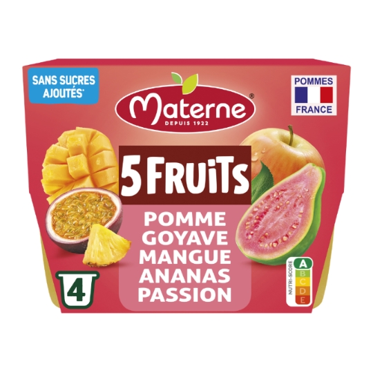 Compotes Coupelles 5 Fruits Exotique MATERNE