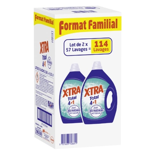 Lessive liquide 4+1 Déo Fraicheur 24H Anti Odeur X-TRA
